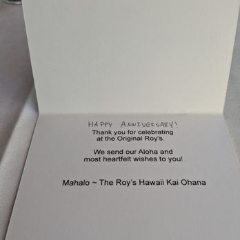 Roy's Hawaii Kai - Charming Happy Anniversary card - Hawaiian Near Me - Honolulu, Hawaii Roy's Hawaii Kai - Charming Happy Anniversary card - Hawaiian Near Me - Honolulu, Hawaii