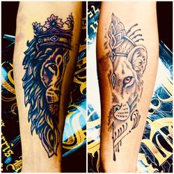 G's Tattoos - His and hers Lion and Lioness