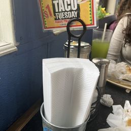 Extra napkins thanks and a deal on Tuesday on tacos Extra napkins thanks and a deal on Tuesday on tacos