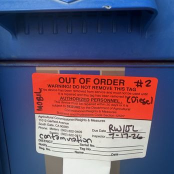 Mobil - Tag from inspector on the contamination - Gas Stations Near Me - Valley Village, California Mobil - Tag from inspector on the contamination - Gas Stations Near Me - Valley Village, California