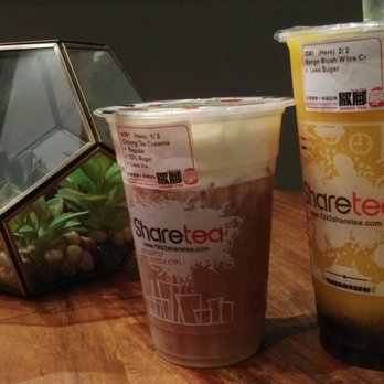 Sharetea - Oolong crema and mango slush with pearls - Bubble Tea Near Me - Vancouver, British Columbia