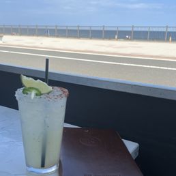 Spicy margarita $18 in a pint glass. Strong and worth it Spicy margarita $18 in a pint glass. Strong and worth it