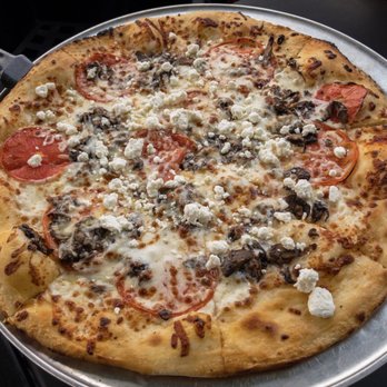 Social Pie - Wild Mushroom - garlic oil, fresh tomato, Gouda, goat cheese - Pizza Near Me - Dallas, Texas Social Pie - Wild Mushroom - garlic oil, fresh tomato, Gouda, goat cheese - Pizza Near Me - Dallas, Texas