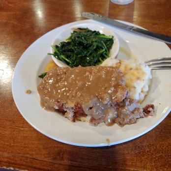 The Basics - Meatloaf special with mashed potatoes and sauteed spinach. - Southern Near Me - Wilmington, North Carolina