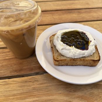Bica - Ricotta toast and salted honey latte - Mediterranean Near Me - San Diego, California Bica - Ricotta toast and salted honey latte - Mediterranean Near Me - San Diego, California