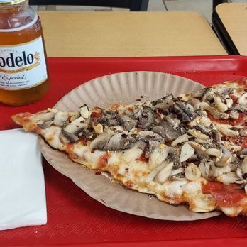 Cheesy Pizza - A beer, a slice with extra mushrooms and pepperoni. Life is good. For every bad person there are two good ones! - Pizza Near Me - New York, New York Cheesy Pizza - A beer, a slice with extra mushrooms and pepperoni. Life is good. For every bad person there are two good ones! - Pizza Near Me - New York, New York