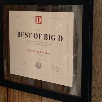 The Slow Bone - Best fried chicken certificate. Lacked flavor and very greasy but crispy and moist - Barbeque Near Me - Dallas, Texas The Slow Bone - Best fried chicken certificate. Lacked flavor and very greasy but crispy and moist - Barbeque Near Me - Dallas, Texas