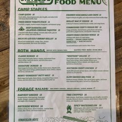 Camp Briteside - Menu page 1