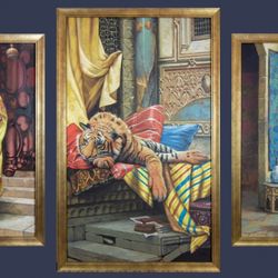 Hattas Studios - Hand-painted triptych on canvas for Moroccan -Themed Night Club