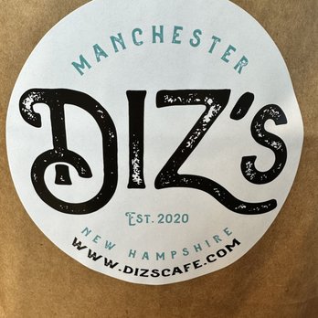 Diz's Cafe - a sticker on a brown paper bag - Wine Bars Near Me - Manchester, New Hampshire