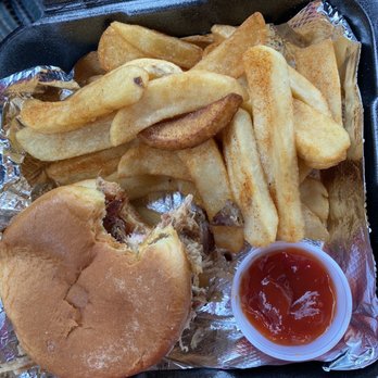 Rebel SmokeHouse and Burgers - Smoked Pulled Pork sandwich & fries - Barbeque Near Me - Mullens, West Virginia Rebel SmokeHouse and Burgers - Smoked Pulled Pork sandwich & fries - Barbeque Near Me - Mullens, West Virginia