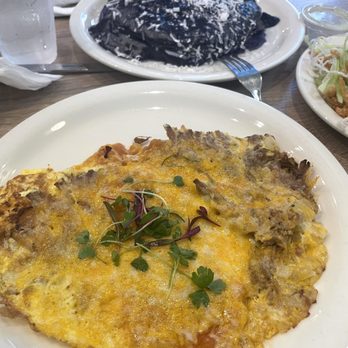 Aloha Stacks - Kahlua pork omelette - side of ube pancakes - Breakfast & Brunch Near Me - Irvine, California