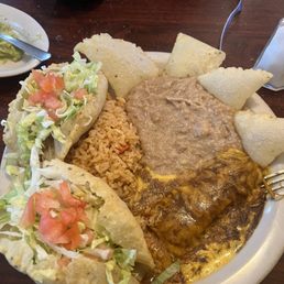 Puffy tacos, and enchilada. Puffy tacos, and enchilada.