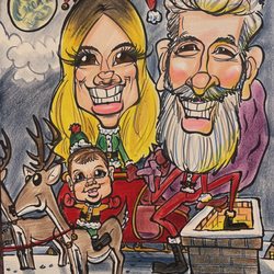 Crooked Easel - Christmas family Caricature