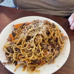 Changs Mongolian Grill - And my friends plate with less vegetables because he eats nothing but meat