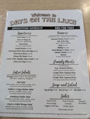 Menu photo 3 Days On The Lake Port Austin, MI Menu photo 3 Days On The Lake Port Austin, MI