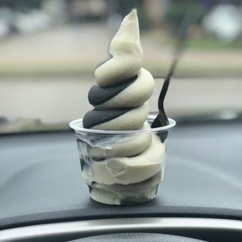 Bae - Charcoal/pineapple swirl in a cup - Ice Cream & Frozen Yogurt Near Me - Houston, Texas Bae - Charcoal/pineapple swirl in a cup - Ice Cream & Frozen Yogurt Near Me - Houston, Texas