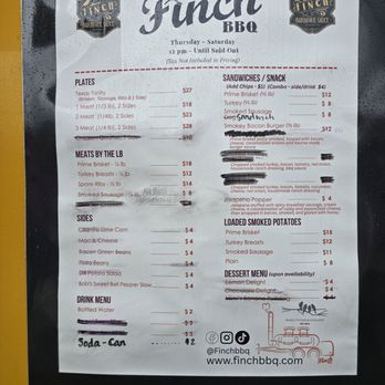 Finch Bbq - The Menu. - Barbeque Near Me - Garland, Texas Finch Bbq - The Menu. - Barbeque Near Me - Garland, Texas