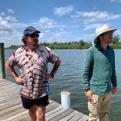 Jones Pier Conservation Area - My sons Justin (L) and Chris (R) on Jones Pier