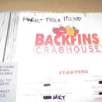 Backfins Crab House - menu prices blacked out - Seafood Near Me - Wake Forest, North Carolina Backfins Crab House - menu prices blacked out - Seafood Near Me - Wake Forest, North Carolina