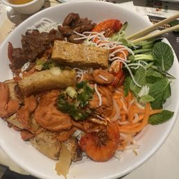 My usual #42! I don't even know how to explain what this eat. A TON of meat/protein on a bed of noodles with a fish sauce.