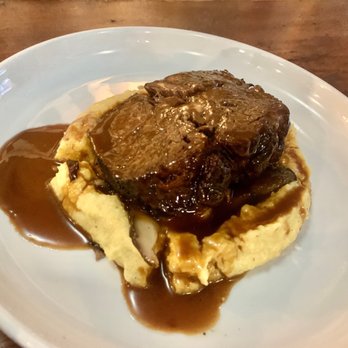 Poesia - Brasato $43 was 4 hour braised, 6oz certified Piemontese flat iron beef,m sitting on polenta, with sauteed mushrooms was excellent - Italian Near Me - San Francisco, California