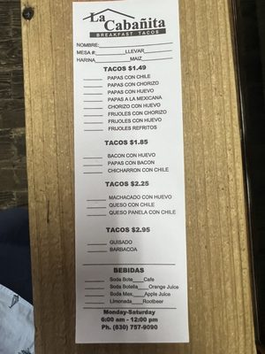Menu photo 1 La Cabanita Breakfast Tacos Eagle Pass, TX Menu photo 1 La Cabanita Breakfast Tacos Eagle Pass, TX