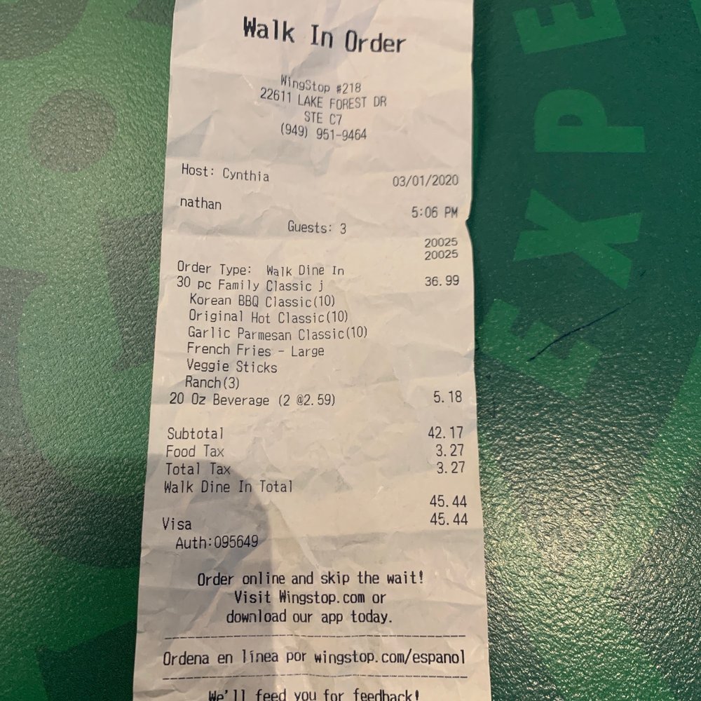 Wingstop - 05:38 pm and still no wings. - Chicken Wings Near Me - Lake Forest, California Wingstop - 05:38 pm and still no wings. - Chicken Wings Near Me - Lake Forest, California