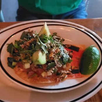 La Lucha - Tuna Tostada - morita mayo, serrano, avocado - Seafood Near Me - Houston, Texas La Lucha - Tuna Tostada - morita mayo, serrano, avocado - Seafood Near Me - Houston, Texas