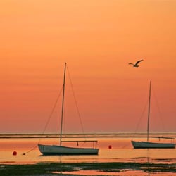 Linger Longer by the Sea Apts & Cottages - Sunset over Cape Cod Bay.