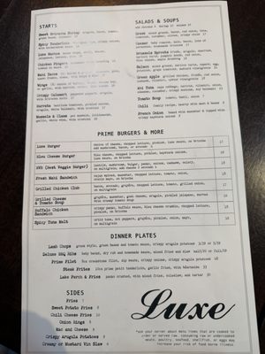 Menu photo 1 Luxe Bar & Grill Grosse Pointe Farms, MI