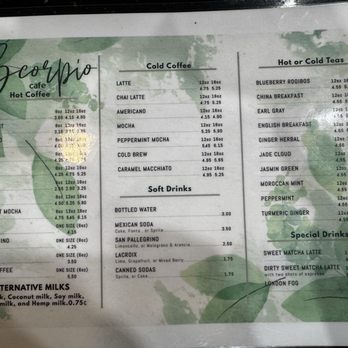 Scorpio Cafe - Drink menu - Coffee & Tea Near Me - Seattle, Washington Scorpio Cafe - Drink menu - Coffee & Tea Near Me - Seattle, Washington