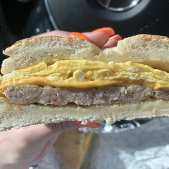 The Bagel Man - Sausage, egg, and cheese on a plain bagel. - Delis Near Me - Phoenix, Arizona The Bagel Man - Sausage, egg, and cheese on a plain bagel. - Delis Near Me - Phoenix, Arizona