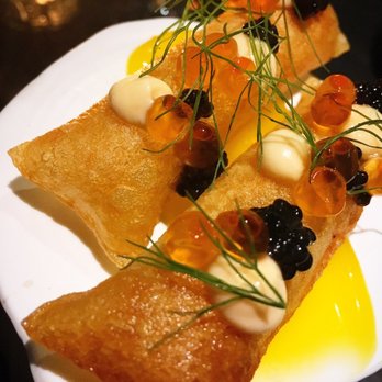 Stubborn Seed - Heavenly potato pillow with caviar and salmon roe - New American Near Me - Miami Beach, Florida Stubborn Seed - Heavenly potato pillow with caviar and salmon roe - New American Near Me - Miami Beach, Florida