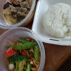 Noodle House - Red curry with beef. Chicken cashew. Small portions...