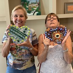 Ellen Burr Mosaics - Happy students with their first mosaic.