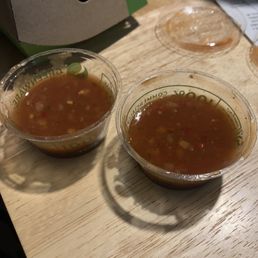 My 2 hot sauces, pour them together & they equal 1