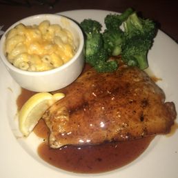 Atlantic salmon with bourbon glaze, broccoli, and Mac and cheese Atlantic salmon with bourbon glaze, broccoli, and Mac and cheese