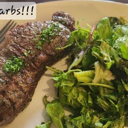 Steak & Lobster - Sirloin and salad.