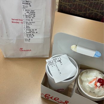 Chick-fil-A - Clearly says dine in for table 15 - Fast Food Near Me - San Marcos, California
