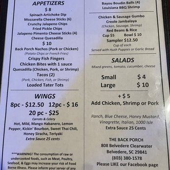 The Back Porch - Menu - Burgers Near Me - North Augusta, South Carolina The Back Porch - Menu - Burgers Near Me - North Augusta, South Carolina
