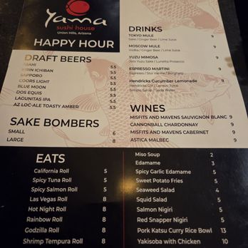 Yama Sushi House - Happy hour menu - Sushi Bars Near Me - Phoenix, Arizona