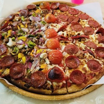 Pizza & Grill - Pizza: half supreme, half pepperoni - Pizza Near Me - Tempe, Arizona