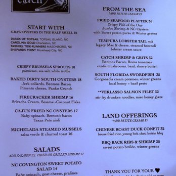 Catch Restaurant - menu 1/5/22 - Seafood Near Me - Wilmington, North Carolina Catch Restaurant - menu 1/5/22 - Seafood Near Me - Wilmington, North Carolina