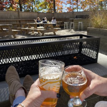 THC The Hops Company - Fireplace table seating outside - Beer Gardens Near Me - Derby, Connecticut THC The Hops Company - Fireplace table seating outside - Beer Gardens Near Me - Derby, Connecticut