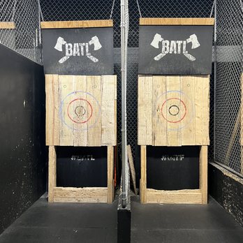 Batl Axe Throwing - two targets in a cage - Axe Throwing Near Me - Houston, Texas
