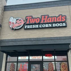 Two Hands corn dogs - Outside sign