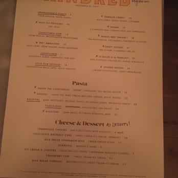 Kindred Restaurant - The menu - New American Near Me - Davidson, North Carolina