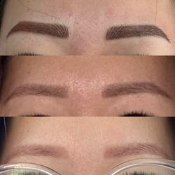 Rose Park - Recently retouched (top), right before retouch (middle), previous work by another brow artist  (bottom).