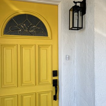Avelar Remodeling - Refinished front door and installed outside light - Flooring Near Me Avelar Remodeling - Refinished front door and installed outside light - Flooring Near Me